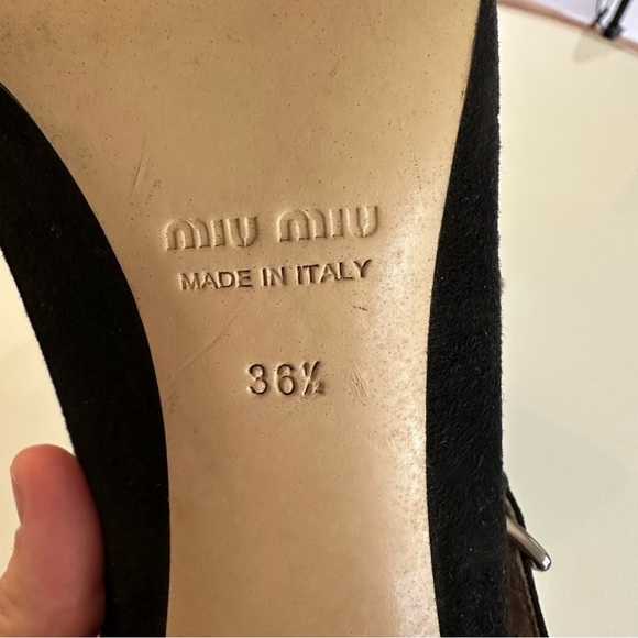 Miu Miu Black Slingback Ankle Bootie Mules Pointed Toe Size 36.5 - Picture 10 of 11